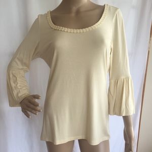 Nanette Lepore Cream Top with Bell Sleeves